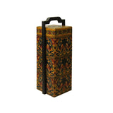 Chinese Yellow Lacquer Color Bats Floral Graphic Painting Box cs4199S