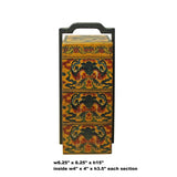 Chinese Yellow Lacquer Color Bats Floral Graphic Painting Box cs4199S