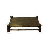 Chinese Brown Wood Carved Rectangular Table Top Stand Display Easel