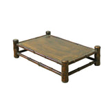 Chinese Brown Wood Carved Rectangular Table Top Stand Display Easel