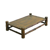 Chinese Brown Wood Carved Rectangular Table Top Stand Display Easel
