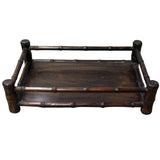 Chinese Brown Wood Carved Rectangular Table Top Stand Display Easel