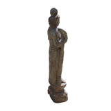 Asian Oriental Stone Carved Standing Kwan Yin Bodhisattva Statue cs4272S