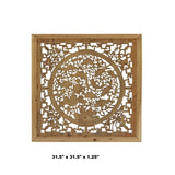 Chinese rectangular fish lotus wood carved wall panel 