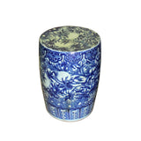 blue and white garden stool