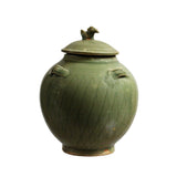 Chinese Handmade Ceramic Gray Green Bird Motif Jar cs4373S