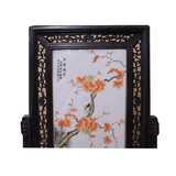 Chinese Wood Frame Porcelain Plaque Table Top Screen Display cs4384S