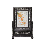 Chinese Wood Frame Porcelain Plaque Table Top Screen Display cs4386S