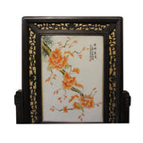 Chinese Wood Frame Porcelain Plaque Table Top Screen Display cs4386S
