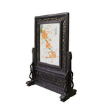 Chinese Wood Frame Porcelain Plaque Table Top Screen Display cs4386S