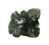 Chinese Dark Green Jade Stone Fortune Fengshui Dragon Turtle Display cs441S