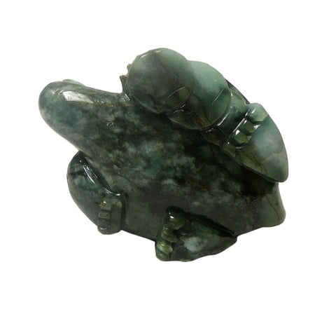 Chinese Dark Green Jade Stone Fortune Fengshui Dragon Turtle Display c ...