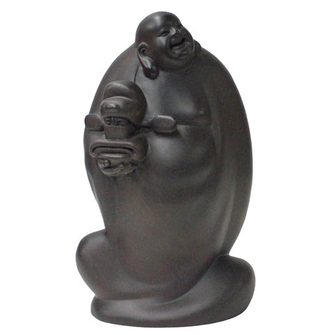 rosewood carved Happy Buddha statue