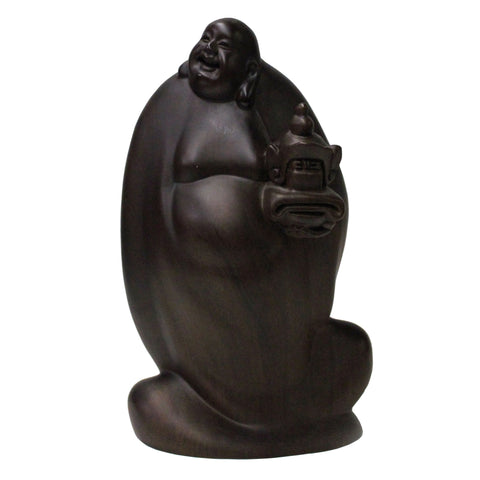 Happy Buddha - Laughing Buddha - wood Buddha