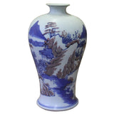 Asian Red Blue White Porcelain Hand-painted Scenery Small Vase 