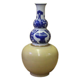 Chinese Blue White Porcelain Gourd Shape Graphic Scenery Vase cs4481S