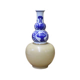 Chinese Blue White Porcelain Gourd Shape Graphic Scenery Vase cs4481S