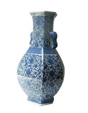 Chinese Blue & White Porcelain Hexagon Lotus Flower Vase cs448S