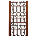 Chinese Brown Geometric Open Pattern Wall Tall Panel Divider cs4523S