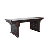 Brown Rosewood Oriental Ru Yi Carving Rectangular Display Table Stand cs4530S