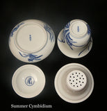 Set of 4 Chinese Seasons Blue & White Porcelain Teacup cs453S