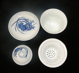 Set of 4 Chinese Seasons Blue & White Porcelain Teacup cs453S