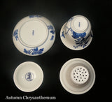 Set of 4 Chinese Seasons Blue & White Porcelain Teacup cs453S