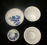 Set of 4 Chinese Seasons Blue & White Porcelain Teacup cs453S