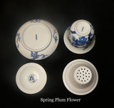 Set of 4 Chinese Seasons Blue & White Porcelain Teacup cs453S