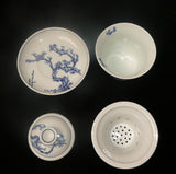 Set of 4 Chinese Seasons Blue & White Porcelain Teacup cs453S
