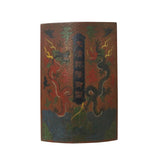 Chinese Distressed Orange Red Dragon Graphic Rectangular Curved Shape Box cs4564S