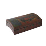 Chinese Distressed Orange Red Dragon Graphic Rectangular Curved Shape Box cs4564S