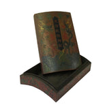 Chinese Distressed Orange Red Dragon Graphic Rectangular Curved Shape Box cs4564S