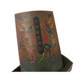 Chinese Distressed Orange Red Dragon Graphic Rectangular Curved Shape Box cs4564S