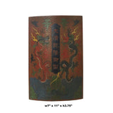 Chinese Distressed Orange Red Dragon Graphic Rectangular Curved Shape Box cs4564S