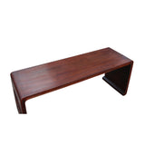 Oriental Chinese Huali Rosewood Brown Scroll Leg Kang Coffee Table cs4572S