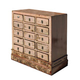 Elegant Chinese 15-Drawer Medicine Apothecary Cabinet in Mauve Beige cs4602S