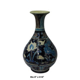 Handmade Ceramic Navy Blue White Dimensional Flower Motif Vase cs4617S