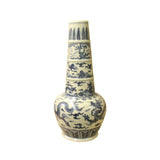 Chinese Oriental Ceramic Cream White Dragon Graphic Vase cs4638S