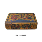 Chinese Distressed Yellow Dragons Graphic Rectangular Shape Box cs4668S