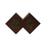 Chinese Distressed Brown Lacquer Double Rhombus Fok Shou Box cs4669S