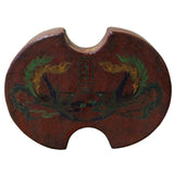 Chinese Distressed Brown Lacquer Oval Phoenix Graphic Box cs4670S