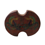 Chinese Distressed Brown Lacquer Oval Phoenix Graphic Box cs4670S