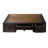 Chinese Brown Wood Rectangular Table Top Stand Display Easel