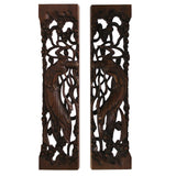 Chinese Pair Natural Wood Relief Carving Rectangular Paperweights cs4707S