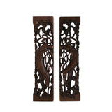 Chinese Pair Natural Wood Relief Carving Rectangular Paperweights cs4707S