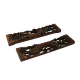 Chinese Pair Natural Wood Relief Carving Rectangular Paperweights cs4707S