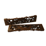 Chinese Pair Natural Wood Relief Carving Rectangular Paperweights cs4707S