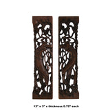 Chinese Pair Natural Wood Relief Carving Rectangular Paperweights cs4707S
