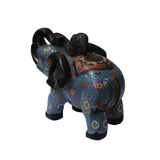Oriental Chinese Metal Blue Enamel Cloisonne Elephant Figure cs4720S